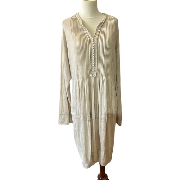 URBAN ZEN MIDI DRESS LAGENLOOK LINEN ARTISAN LUXURY RELAXED BOHEMIAN MINIMALIST - Picture 1 of 12